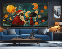 Vibrant abstract canvas art featuring bold colors, ideal for African American wall art enthusiasts.