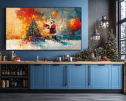 Black Santa Collage with Gifts Christmas Black culture wall art artwork by MoomZee Artwork