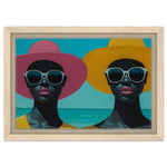 Black Women on Beach in Bold Hats African American Fashion Wall Art