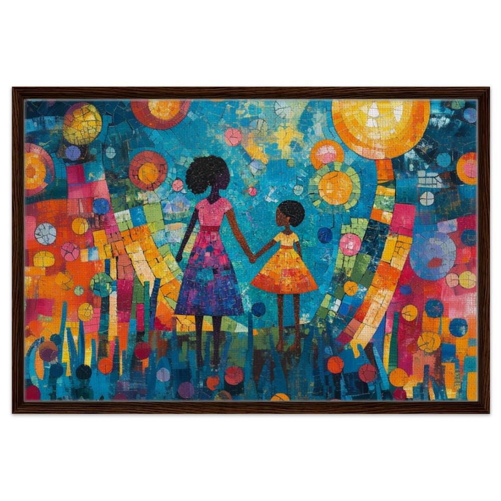 Mother Daughter African American Wall Art Black Family Canvas