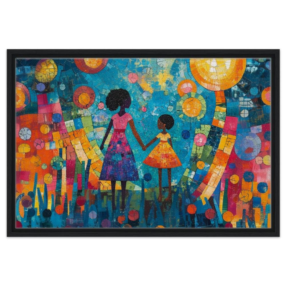 Mother Daughter African American Wall Art Black Family Canvas