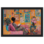 Black Woman Reading Vibrant African American Artwork for Home