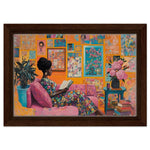 Black Woman Reading Vibrant African American Artwork for Home
