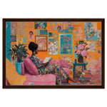 Black Woman Reading Vibrant African American Artwork for Home