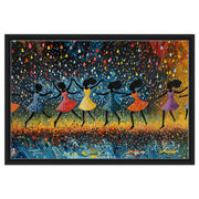 Dancing Black Girls in Rain cultural wall decor print by MoomZee Artwork