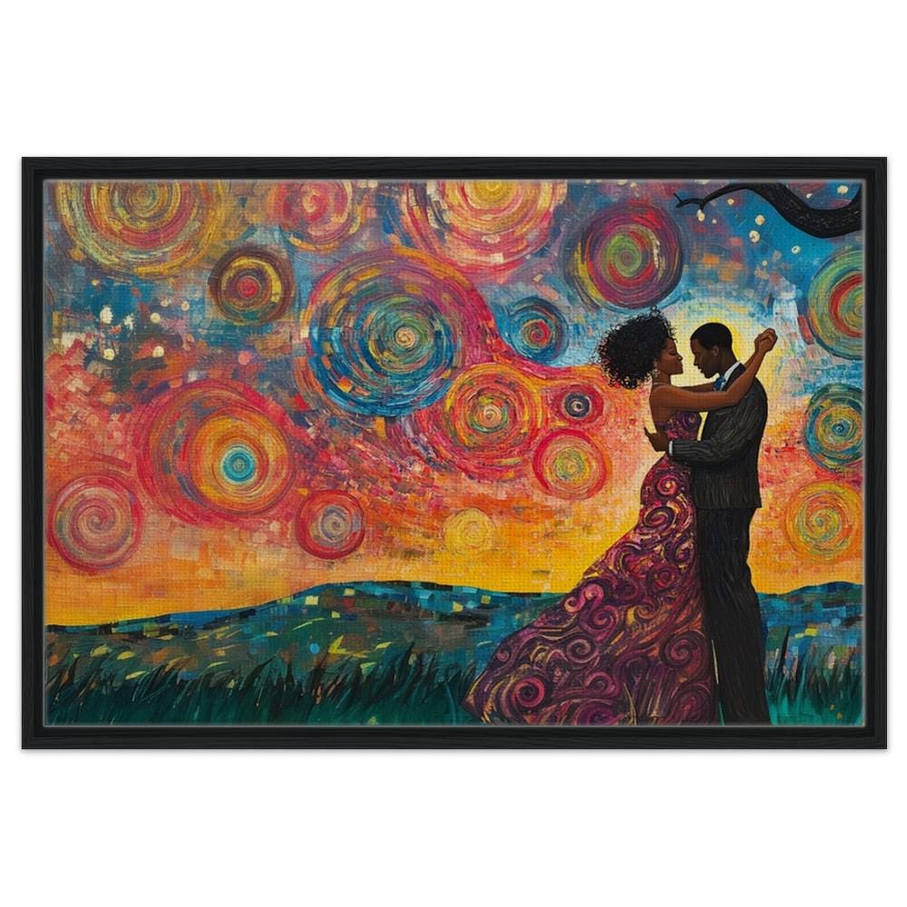 Romantic Black Couple African American Love Wall Art