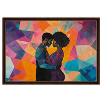 Framed African American couple canvas for modern home decor