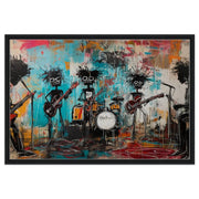 Black Musicians Jam Session canvas art, vibrant African American wall art celebrating urban culture and creativity.