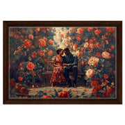 Alternate view of Romantic Black Couple Surrounded by Flowers Black love wall art canvas print