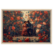 Romantic Black Couple Surrounded by Flowers cultural wall decor print by MoomZee Artwork
