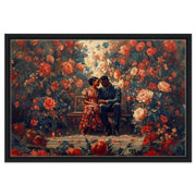 Romantic Black Couple Surrounded by Flowers Black love wall art artwork by MoomZee Artwork