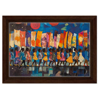 Vibrant abstract canvas art featuring bold colors, perfect for enhancing any space with striking African American wall art.