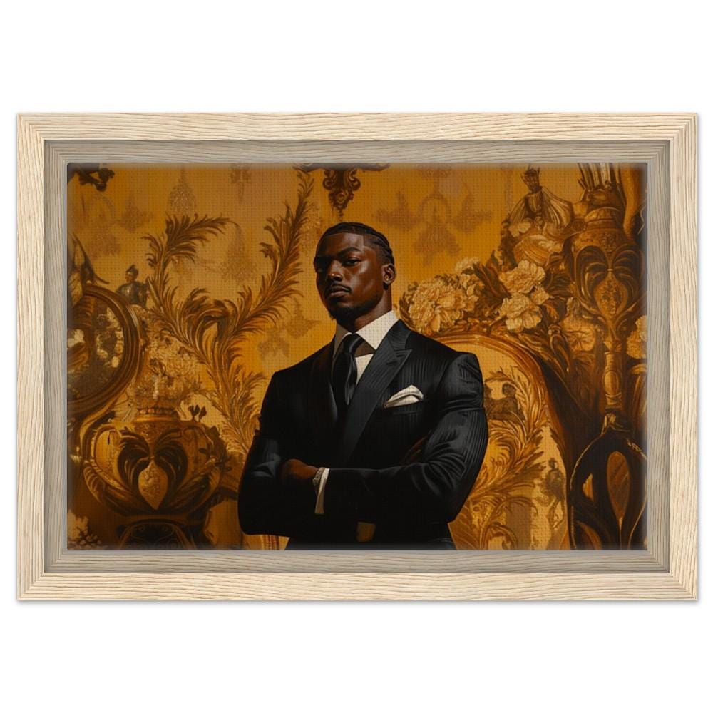 Framed Black King in Suit Art | Modern African American Royalty Canvas | African Royalty Wall Decor | Powerful Home Art