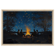 Black Family Campfire Nature cultural wall decor print by MoomZee Artwork