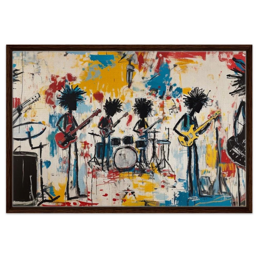 Abstract Black Musicians Jam Session Art | African American Music Canvas | Bold Music Wall Art | Vibrant African Art