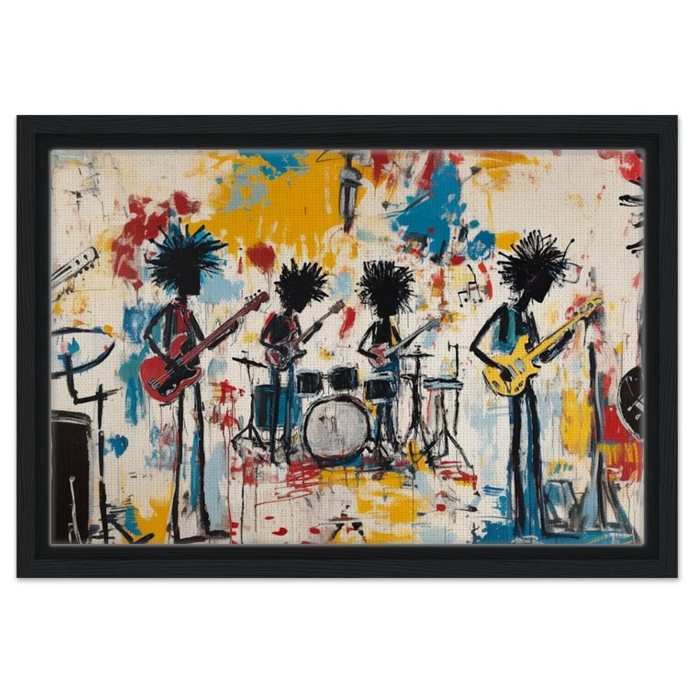 Abstract Black Musicians Jam Session Art | African American Music Canvas | Bold Music Wall Art | Vibrant African Art