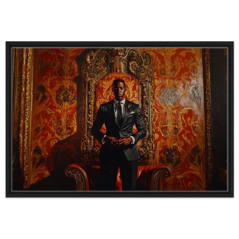 Stunning Black King portrait, an inspiring piece of African American wall art celebrating royalty and heritage.