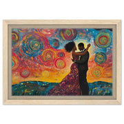 Dancing Black Couple Under Starry Sky cultural wall decor print by MoomZee Artwork