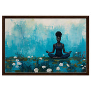 Black Woman Meditating with Water Lilies cultural wall decor print by MoomZee Artwork
