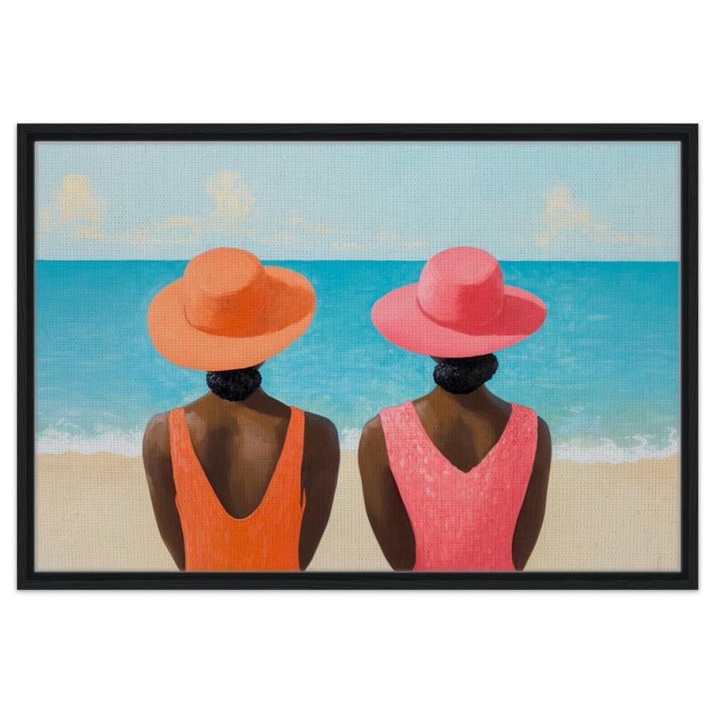 Black women relaxing at the beach, beautifully captured as African American wall art for coastal decor.