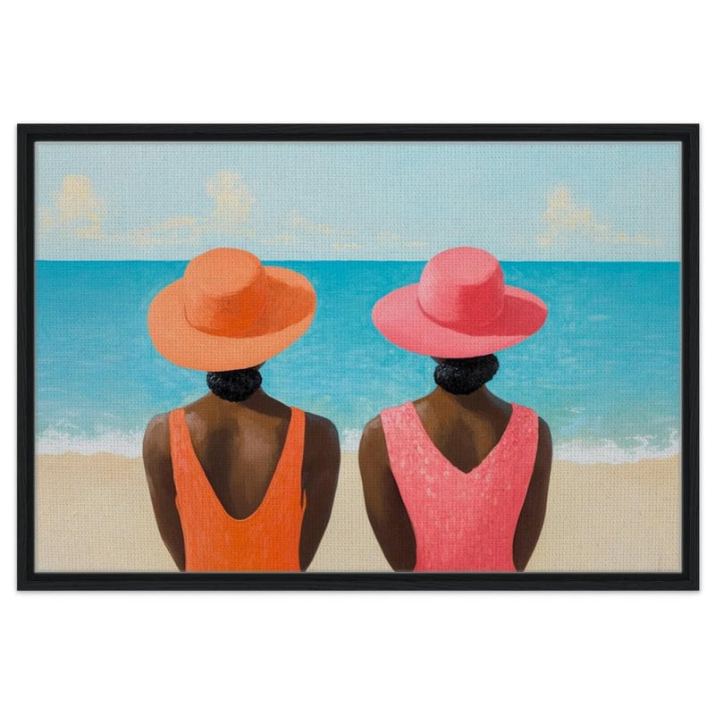 Black Women Relaxing at Beach African American Coastal Wall Art
