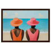 Alternate view of Black Women Relaxing at Beach Coastal Black woman wall art canvas print