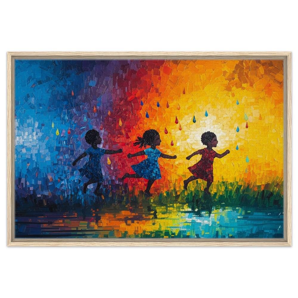 Black Children Playing in Colorful Art | African American Giclée Print | Joyful Abstract Wall Art | Modern Home Decor