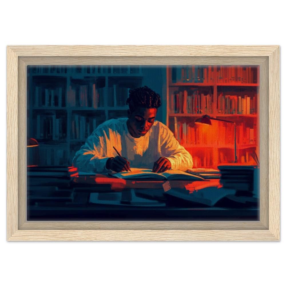 Black Student Studying Art | African American Giclée Print | Educational Library Wall Art | Motivational Modern Decor