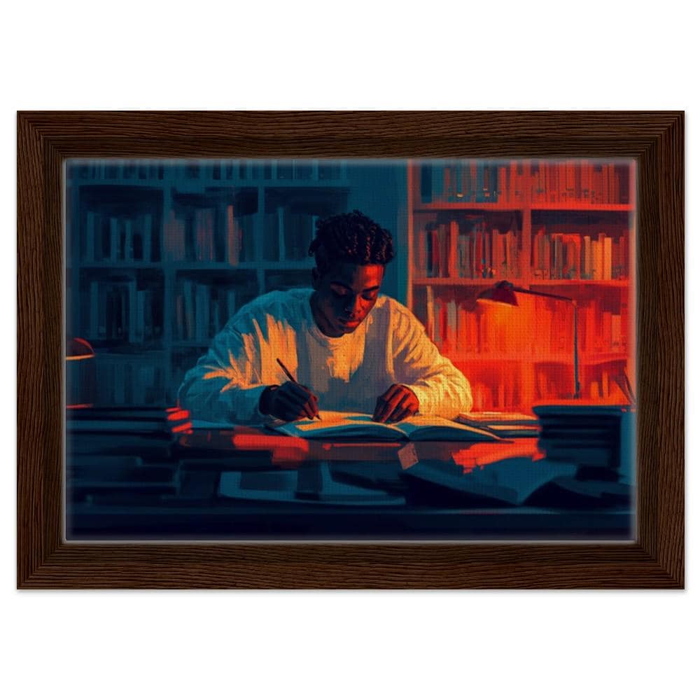 Black Student Studying Art | African American Giclée Print | Educational Library Wall Art | Motivational Modern Decor