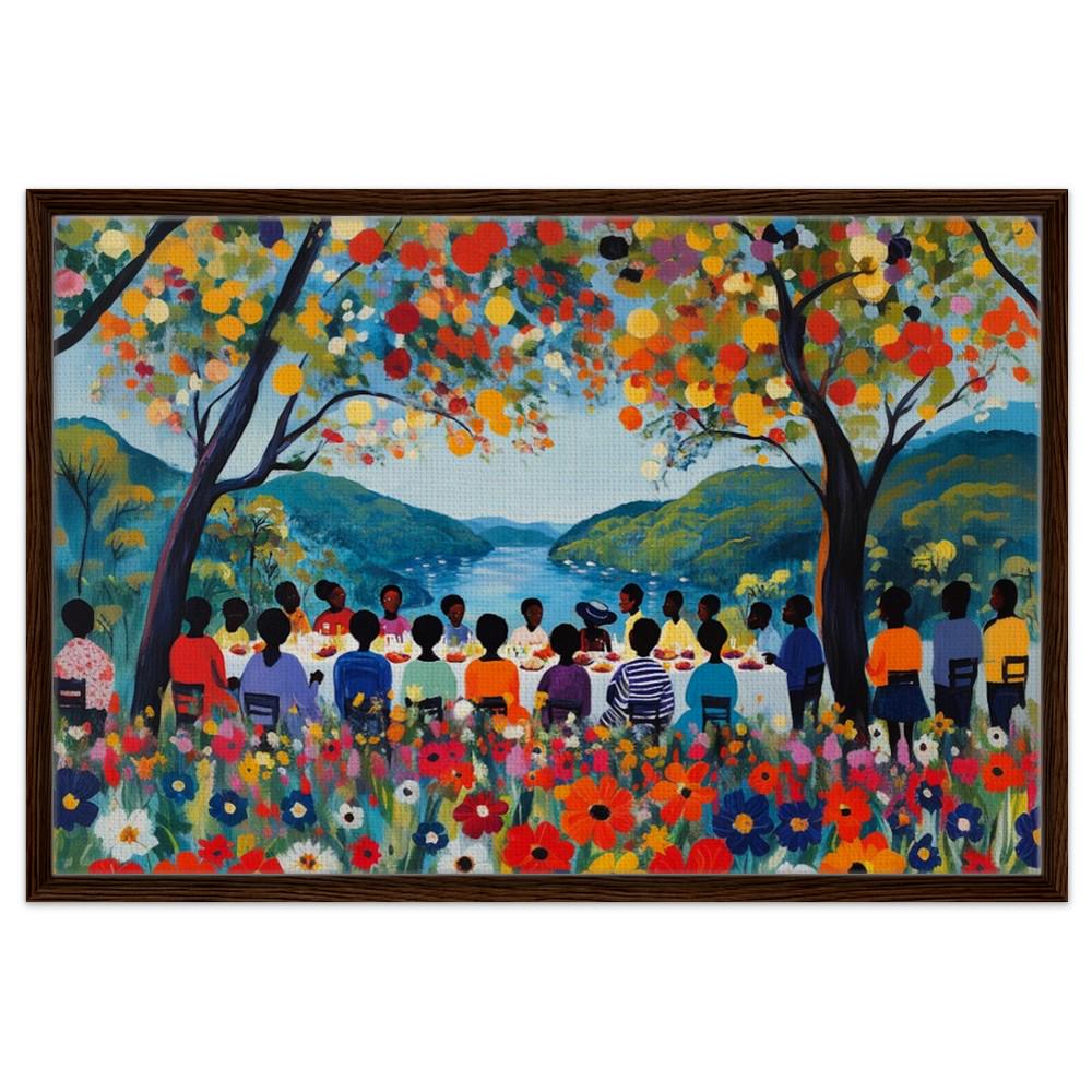 Black Family Reunion Art | African American Giclée Print | Colorful Gathering Wall Art | Vibrant Outdoor Family Scene