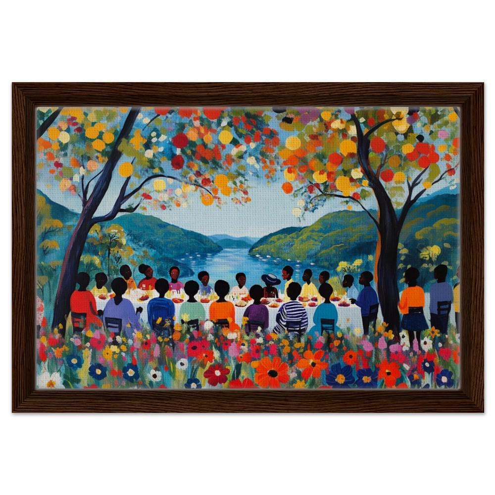 Black Family Reunion Art | African American Giclée Print | Colorful Gathering Wall Art | Vibrant Outdoor Family Scene