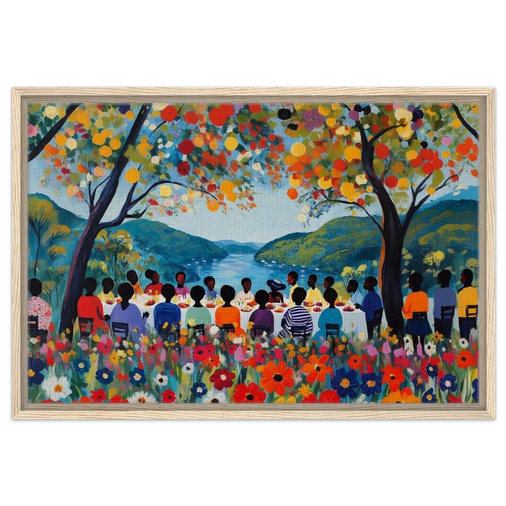 Black Family Reunion Art | African American Giclée Print | Colorful Gathering Wall Art | Vibrant Outdoor Family Scene