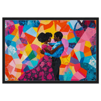 Geometric black couple wall art depicting love, celebrating African American culture and connection.