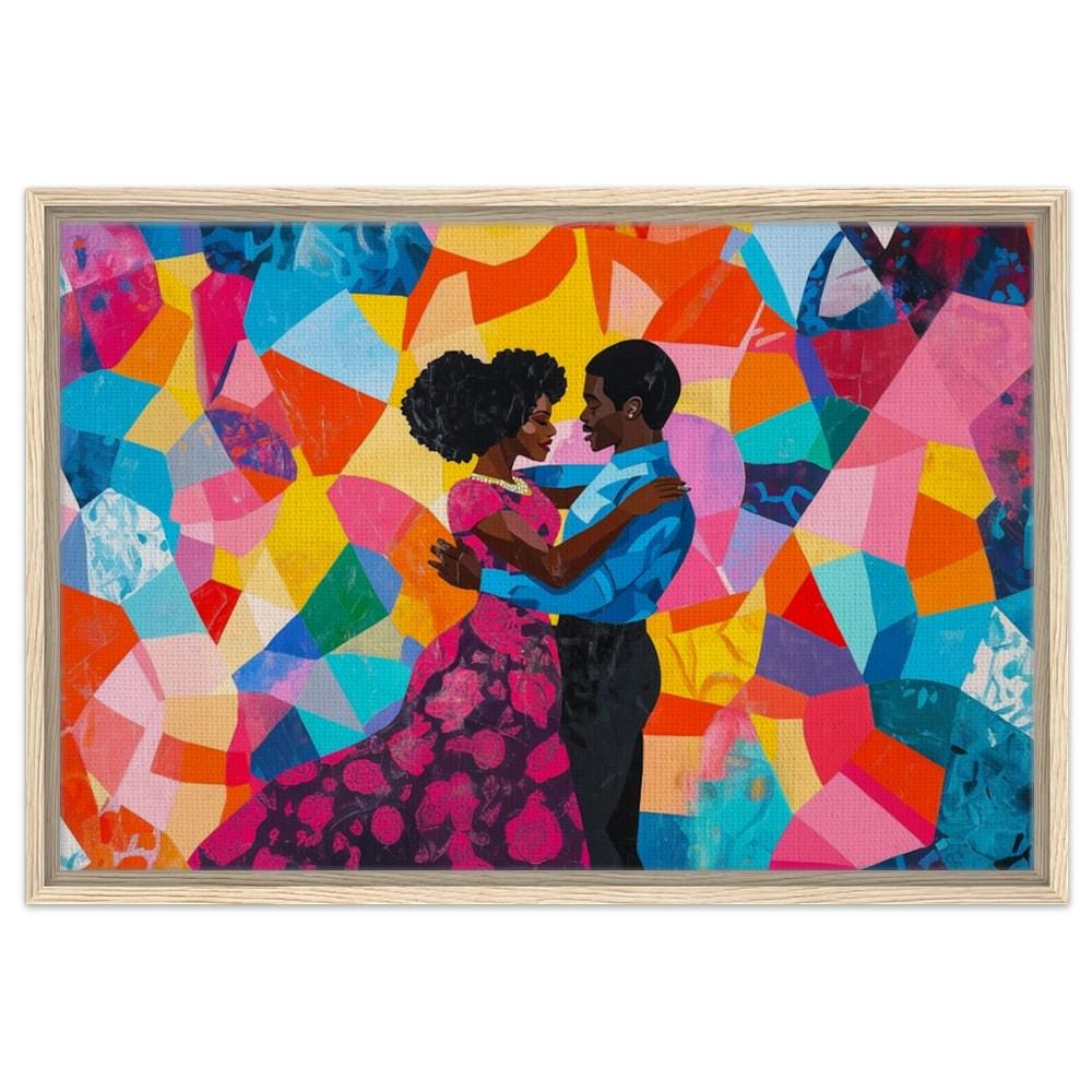 Vibrant African American Couple Art | Giclée Print | Colorful Black Love Wall Decor | Modern Romance Art