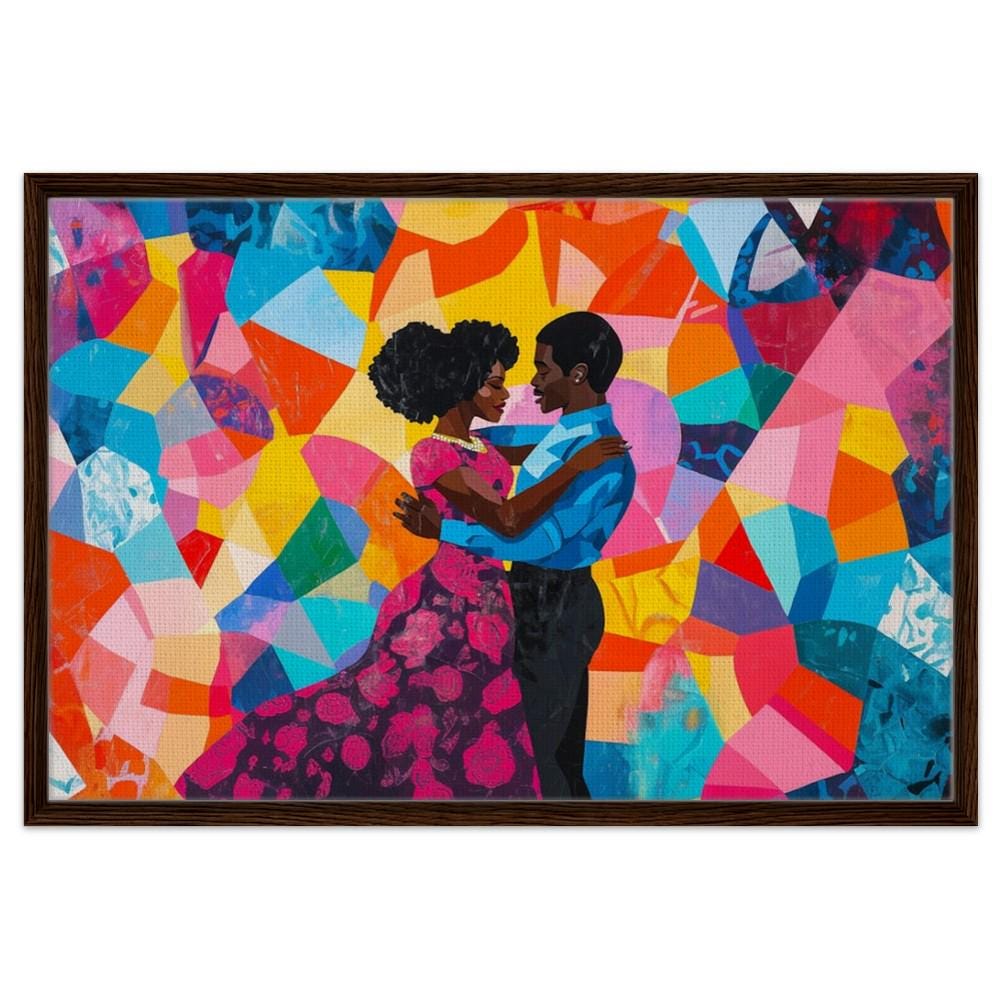 Vibrant African American Couple Art | Giclée Print | Colorful Black Love Wall Decor | Modern Romance Art