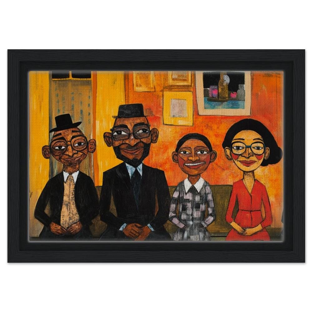 Vibrant Black Family Gathering | Giclée Print | African American Art | Whimsical Family Portrait Wall Art