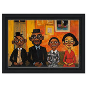 Whimsical Black Family Portrait cultural wall decor print by MoomZee Artwork