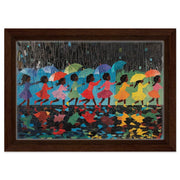 Black Children with Umbrellas cultural wall decor print by MoomZee Artwork