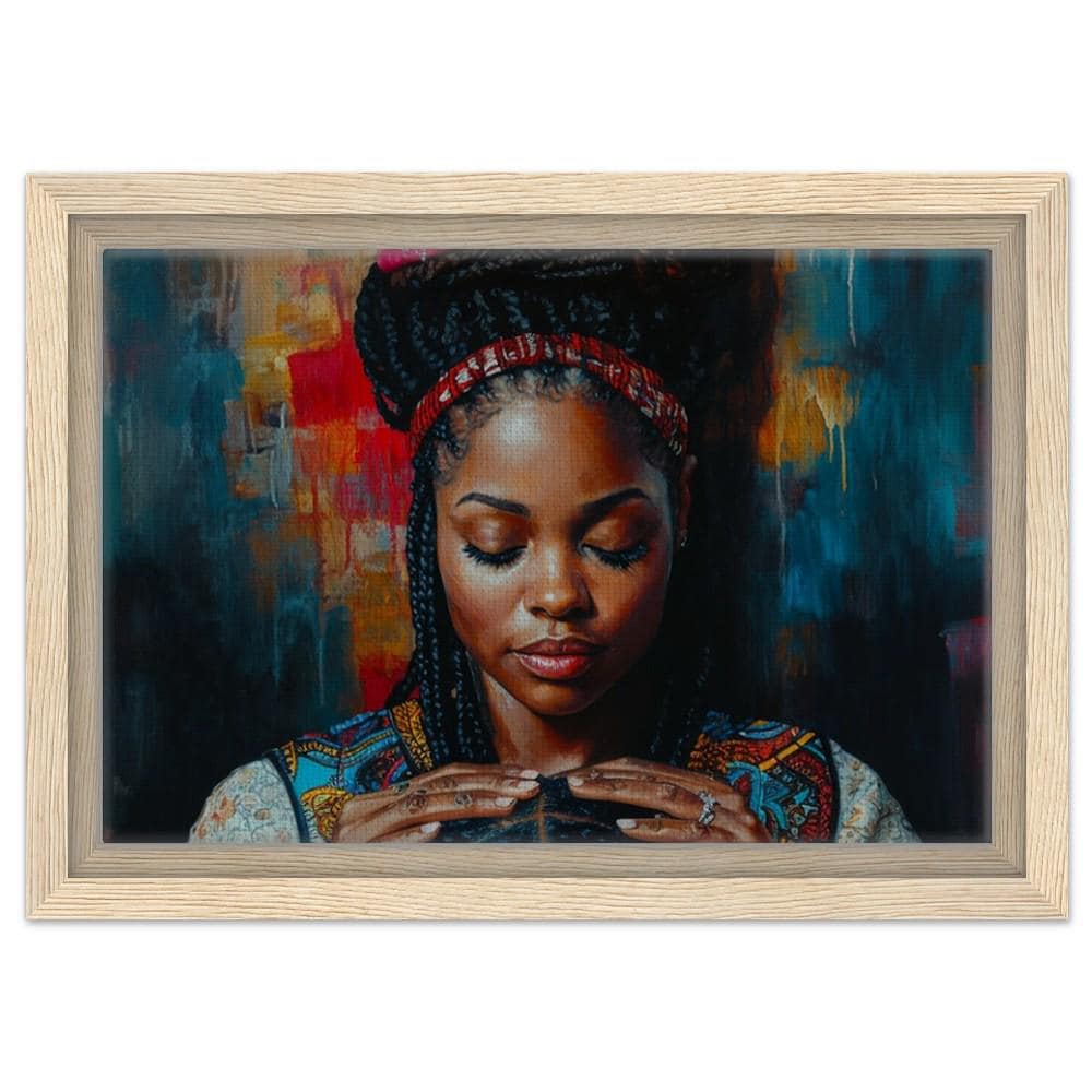 Braided Beauty | African American Art | Black Woman Canvas Print | Motherhood Wall Art | Vibrant Cultural Home Decor