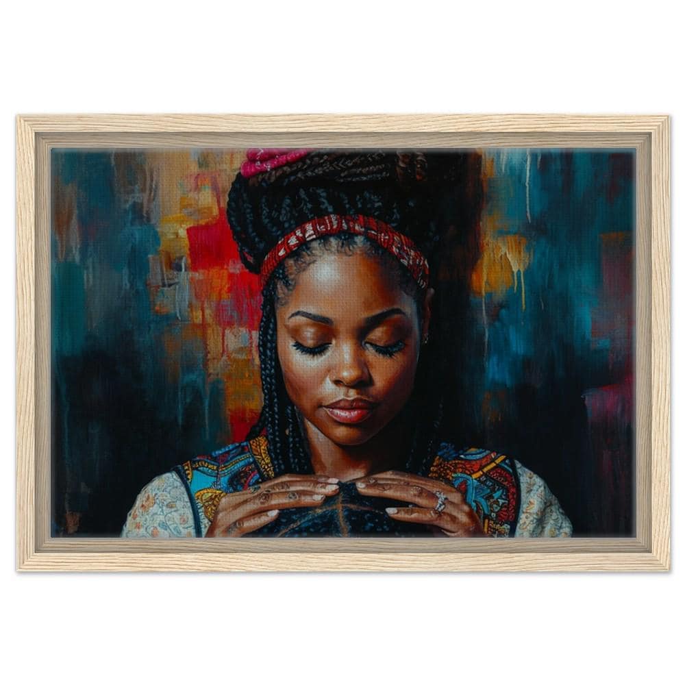 Braided Beauty | African American Art | Black Woman Canvas Print | Motherhood Wall Art | Vibrant Cultural Home Decor