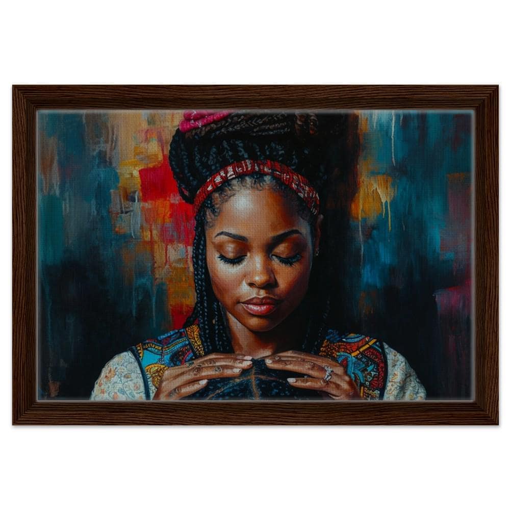 Braided Beauty | African American Art | Black Woman Canvas Print | Motherhood Wall Art | Vibrant Cultural Home Decor