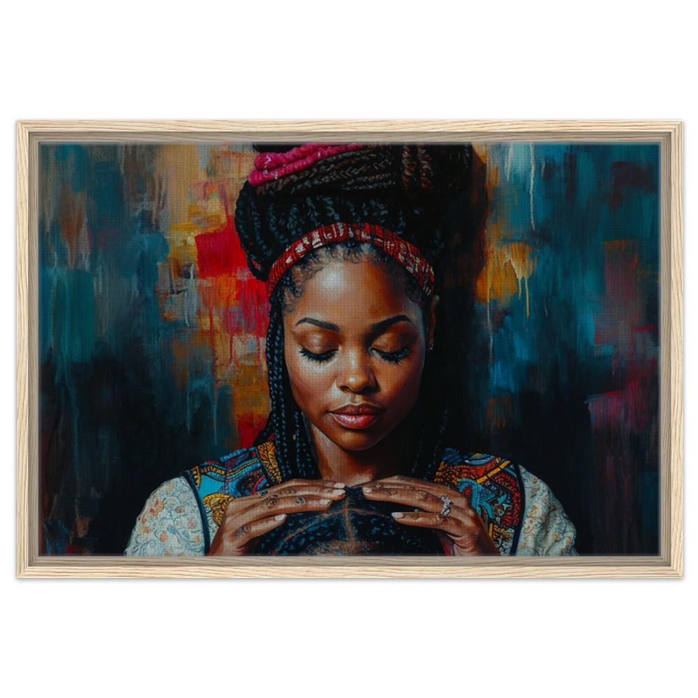 Braided Beauty | African American Art | Black Woman Canvas Print | Motherhood Wall Art | Vibrant Cultural Home Decor