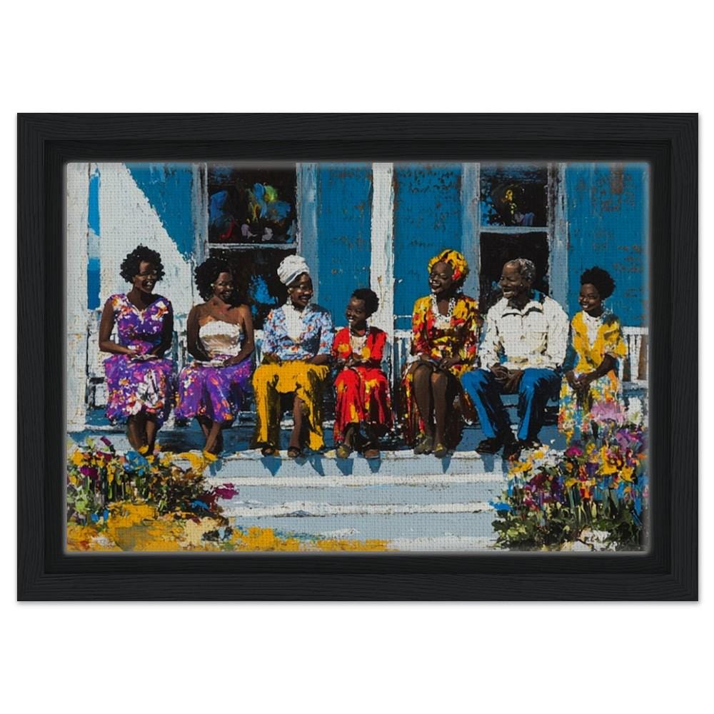 Black Family Gathering Art | African American Giclée Print | Vibrant Family Wall Art | Modern Home Decor