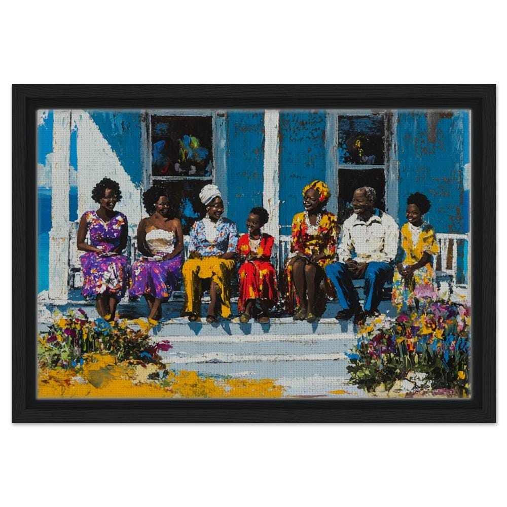 Black Family Gathering Art | African American Giclée Print | Vibrant Family Wall Art | Modern Home Decor