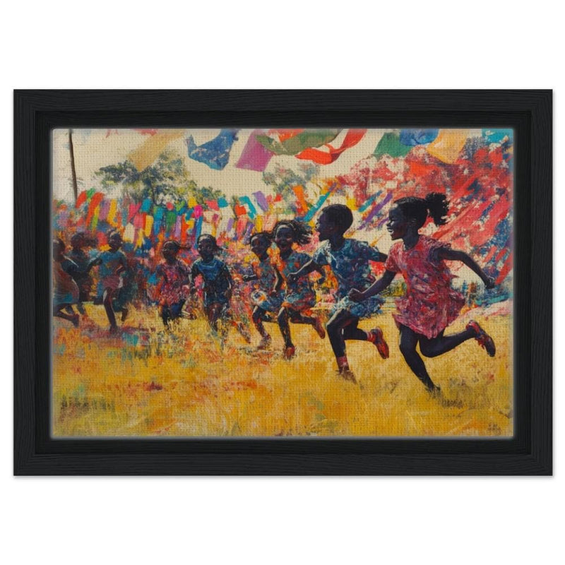 Black Children Playing Under Fabric African American Joyful Wall Art