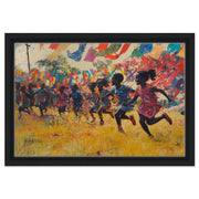 Black Children Playing Under Fabric Joyful cultural wall decor print by MoomZee Artwork