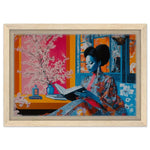 Black Woman Reading Cherry Blossoms African American Wall Art