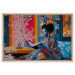 Black Woman Reading Cherry Blossoms African American Wall Art