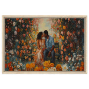 Alternate view of Romantic Black Couple Garden Scene Black love wall art canvas print