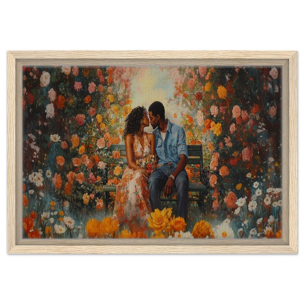 Romantic Black Couple Garden Scene African American Wall Art